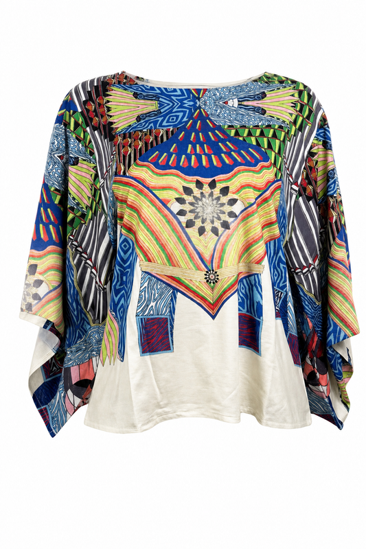Soggo - Reisestoffbluse - Multiprint blaue Bluse - Atmungsaktiv - Knitterfrei - in 2 Größen