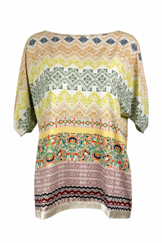 Soggo - Bluse aus Reisestoff - Bluse mit Multiprint-Muster - Atmungsaktiv - Knitterfrei - Nachhaltiges Kleid - in 2 Größen