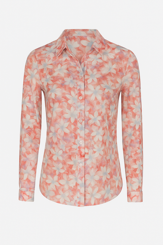 Blouse met zachte roze bloemenprint