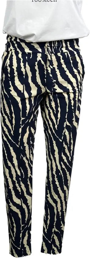 Angelle Milan - Casual travelstof broek - Lichtbruin legerprint - Taillekoord - Travelstof - In 5 maten verkrijgbaar - Mapsy B.V