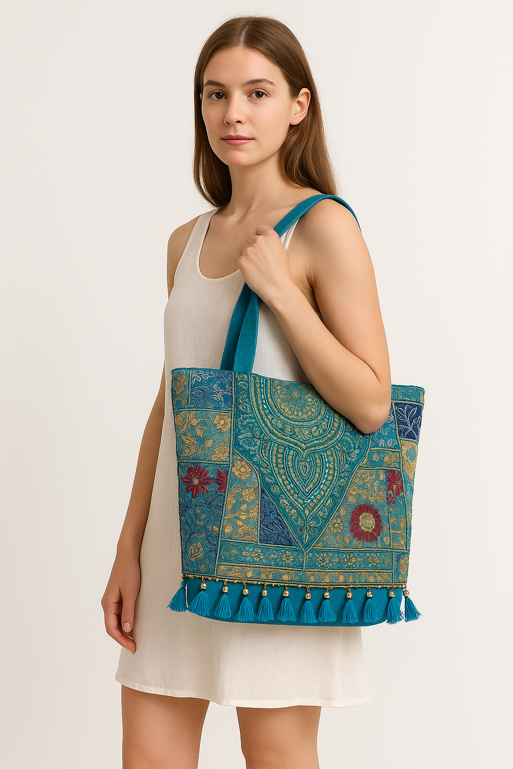Boho Indian Shopper Blauw