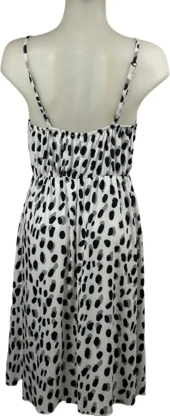 Angelle Milan – travelstof jurk – Wit/zwarte stipjes jurk met Bandjes – Ademend – Kreukherstellend – Duurzame jurk - Mapsy B.V