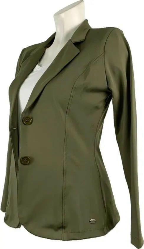 Angelle Milan – travelstof blazer voor dames – Army Jasje met 2 knopen – Ademend – Kreukherstellend – Duurzaam - Mapsy B.V