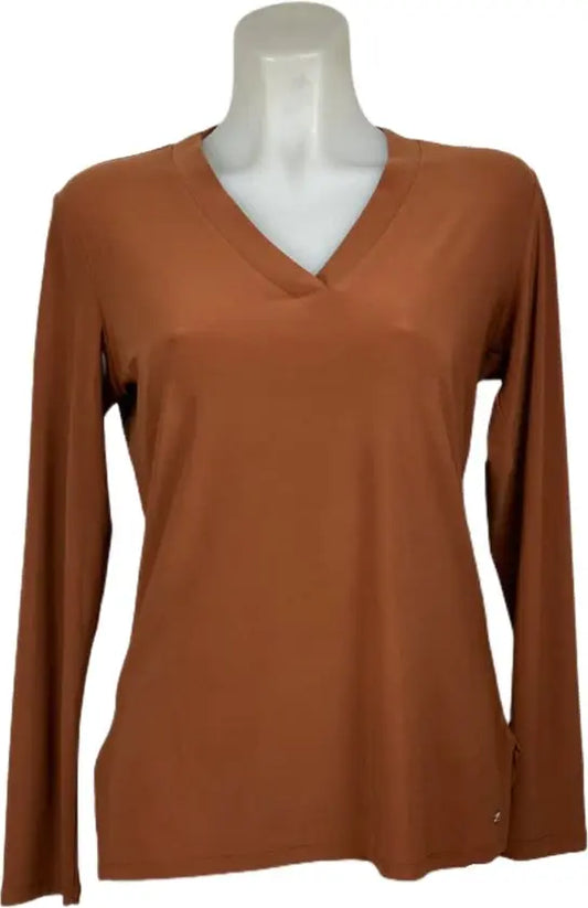 Angelle Milan – travelstof blouse – Effen Cognac blouse – Ademend – Kreukvrij – Duurzame Blouse - Mapsy B.V