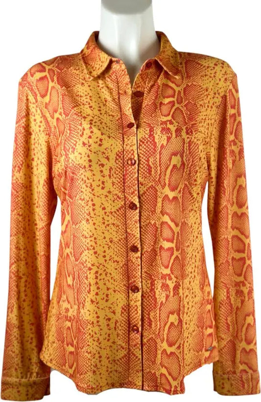 Angelle Milan - travelstof blouse - Oranje Blouse voor Dames - Travelstof - Ademend - Kreukherstellend - Duurzaam - in 5 maten! - Mapsy B.V
