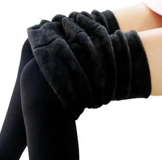 Fleece panty - Zwart/Zwart - Winter panty - Thermo panty - Zachte panty - Fleece kousenbroek - TikTok Panty - Warme panty - one size - Mapsy B.V
