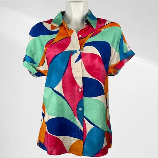 suzzy & milly Sportieve Multikleur Patroon Blousjes met Korte Mouwen - Luchtig & Comfortabel Stijlvolle Kleding voor Vrouwen - Mapsy B.V