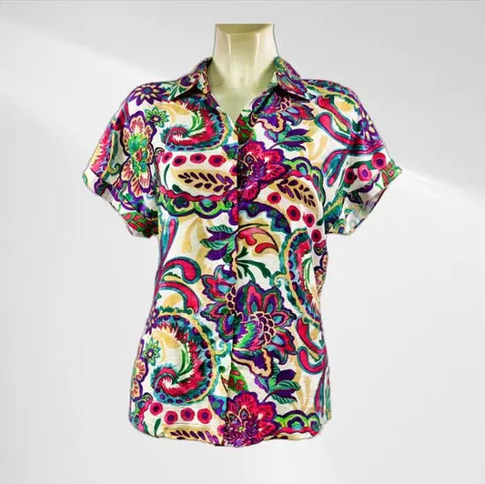 Suzzy en Milly - Multikleur Blousje met Korte Mouwen - Luchtig & Comfortabel - in 3 maten beschikbaar - Mapsy B.V