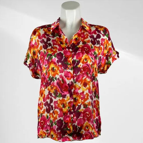 suzzy & milly Bloem Patroon Blousje met Korte Mouwen - Luchtig & Comfortabel - Moderne Stijl voor Vrouwen - Ademend Materiaal - Dynamische Uitstraling - Mapsy B.V