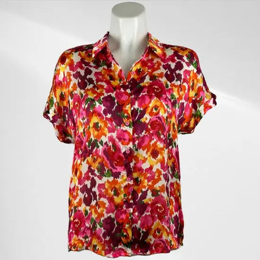 suzzy & milly Bloem Patroon Blousje met Korte Mouwen - Luchtig & Comfortabel - Moderne Stijl voor Vrouwen - Ademend Materiaal - Dynamische Uitstraling - Mapsy B.V