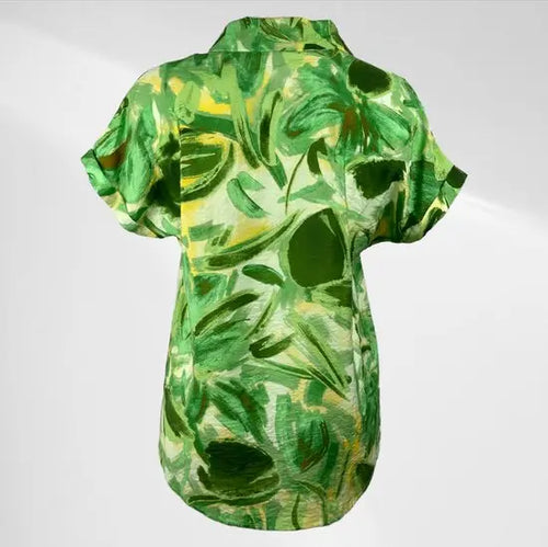 Suzzy en Emilly - Multigroen Patroon Blousje met Korte Mouwen - Luchtig & Comfortabel - in 3 maten beschikbaar - Mapsy B.V