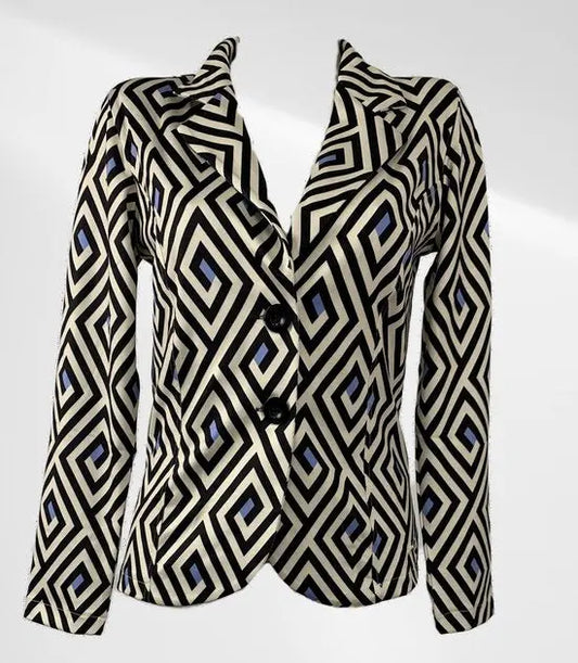 Angelle Milan - Casual travelstof blazer - Beige met ruiten - Travelstof - In 5 maten verkrijgbaar - Mapsy B.V