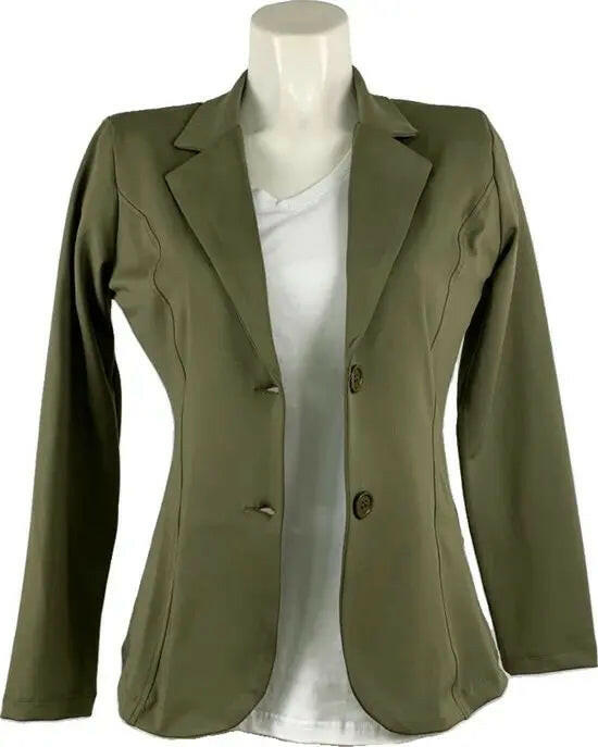 Angelle Milan – travelstof blazer voor dames – Army Jasje met 2 knopen – Ademend – Kreukherstellend – Duurzaam - Mapsy B.V