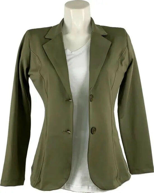 Angelle Milan – travelstof blazer voor dames – Army Jasje met 2 knopen – Ademend – Kreukherstellend – Duurzaam - Mapsy B.V