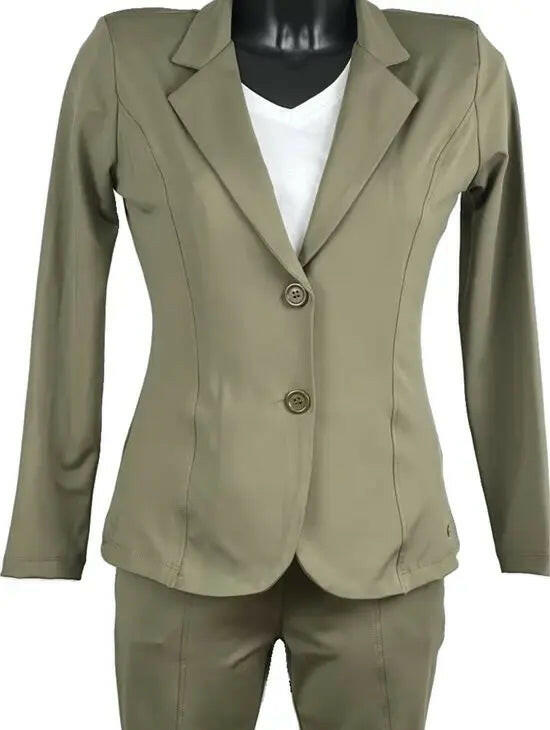 Angelle Milan – travelstof blazer voor dames – Army Jasje met 2 knopen – Ademend – Kreukherstellend – Duurzaam - Mapsy B.V