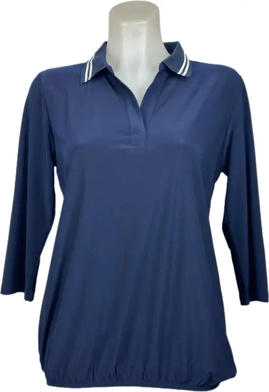 Angelle Milan – travelstof blouse – Navy Sportieve blouse met Band – Ademend – Kreukvrij – Duurzame Blouse - In 5 maten - Mapsy B.V