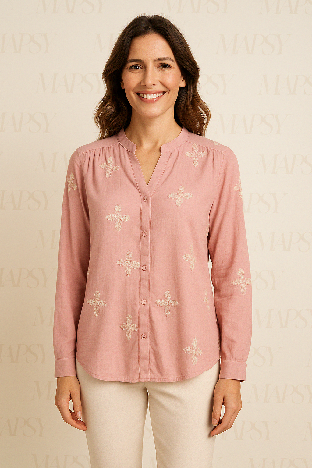 Suzzy & Milly Roze Blouse – Zachte Blouse met Fijn Borduursel in Bloemmotief (S/M/L) - Mapsy B.V
