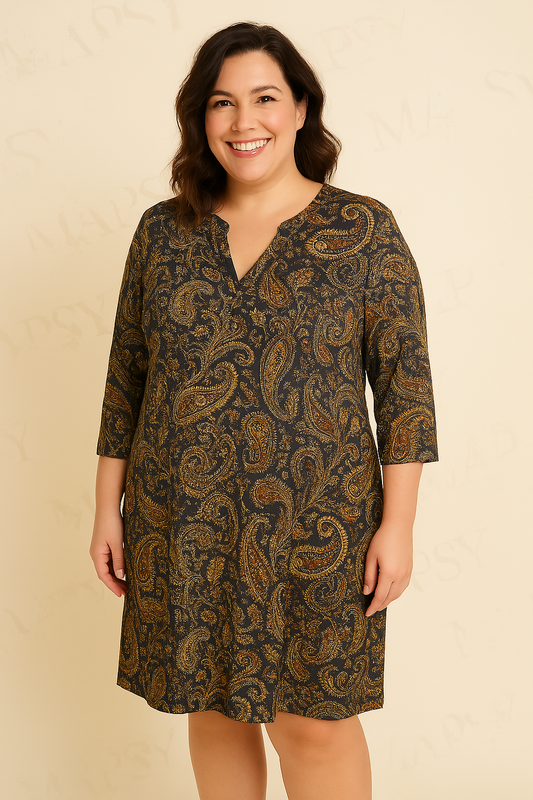 Angelle Milan Plus Size Jurk - Soepelvallende Travelstof - Strijkvrij & Machinewasbaar - In 4 Grote Maten! - Mapsy B.V