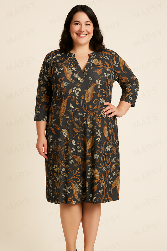 Angelle Milan Plus Size Jurk - Soepelvallende Travelstof - Strijkvrij & Machinewasbaar - In 4 Grote Maten! - Mapsy B.V