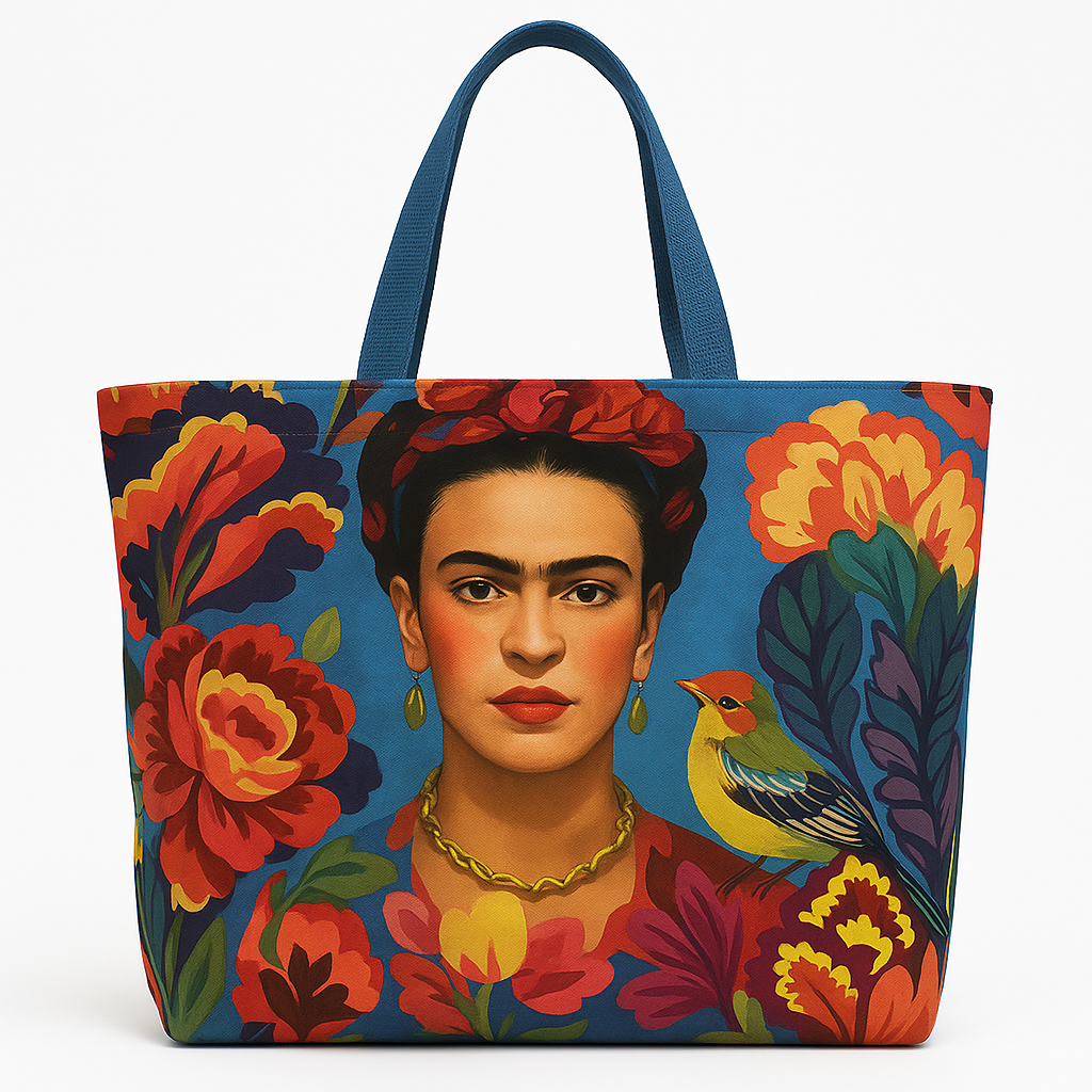 Canvas Tote “Frida Bloom” – Statement Tas met Mexicaanse Ziel - Mapsy B.V