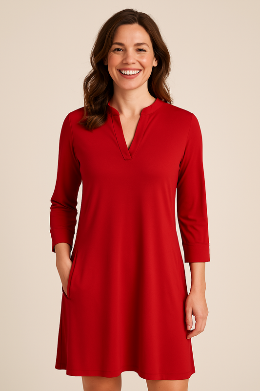 Angelle Milan – travelstof jurk voor dames – Rode Jurk – Ademend – Kreukherstellend – Duurzame jurk - Mapsy B.V