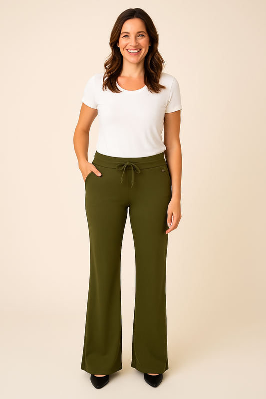 Angelle Milan – travelstof broek voor dames – Army Broek met Wijde Pijpen – Ademend – Kreukherstellend – Duurzame Broek - Mapsy B.V