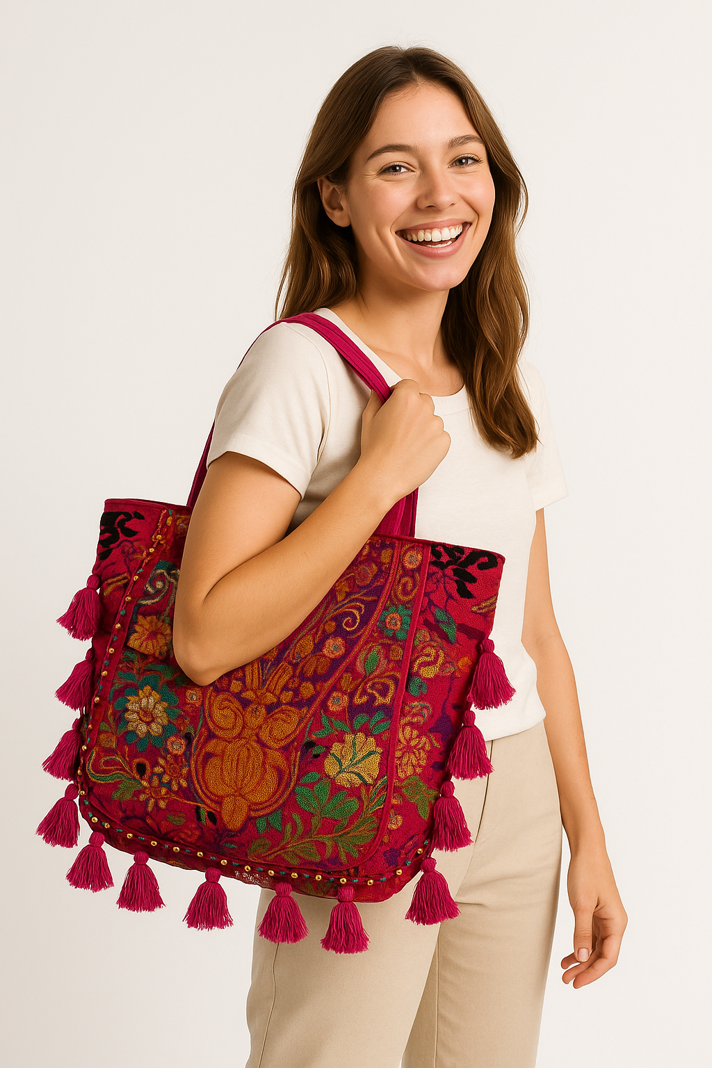 Boho Indian Shopper Fuchsia