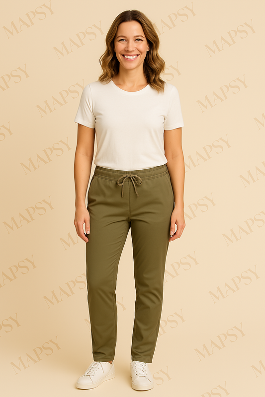 Angelle Milan – travelstof broek voor dames – Army Broek taps aflopend – Ademend – Kreukherstellend – Duurzame Broek - Mapsy B.V