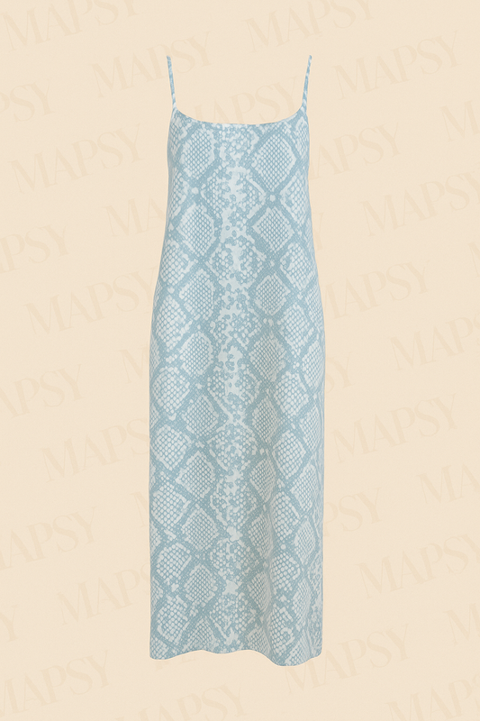 Angelle Milan – travelstof jurk voor dames – Lichtblauw/Witte Lange Jurk met Bandjes – Ademend – Kreukherstellend – Duurzame jurk - Mapsy B.V