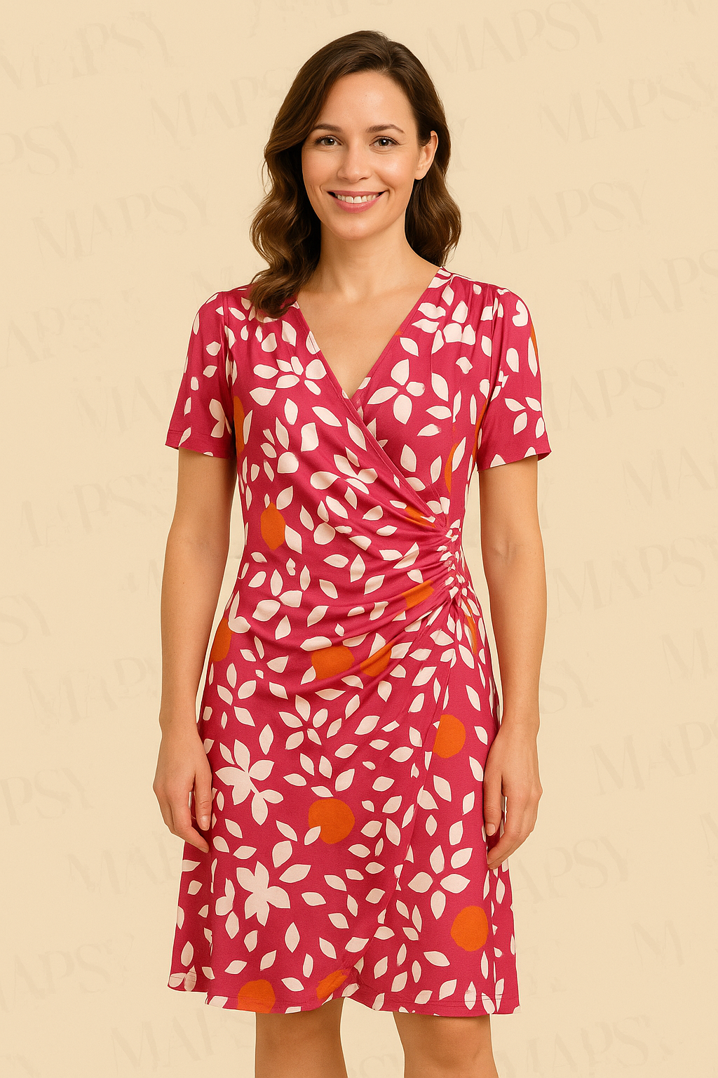 Angelle Milan Travelkleding voor dames Roze Stippen Jurk Ademend