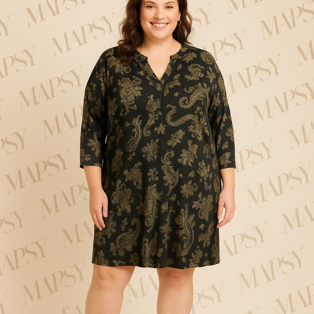 Angelle Milan Damesjurk Plus Size - Soepelvallende Travelstof - Strijkvrij & Machinewasbaar - In 4 Grote Maten! - Mapsy B.V