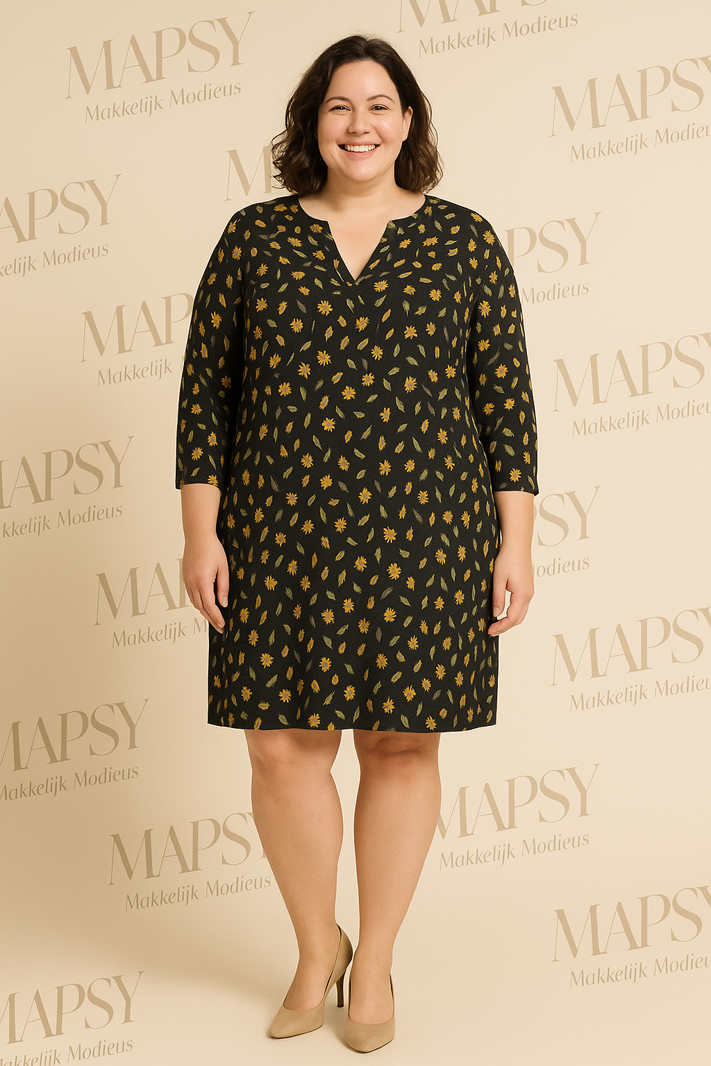 Angelle Milan Damesjurk Plus Size - Soepelvallende Travelstof - Strijkvrij & Machinewasbaar - In 4 Grote Maten! - Mapsy B.V