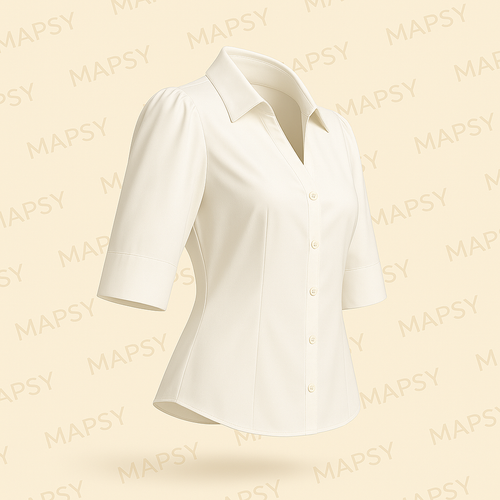 Stella Fiora Travel Blouse – Witte Blouse met Pofschouder & Splitmouw (S t/m XXL) - Mapsy B.V