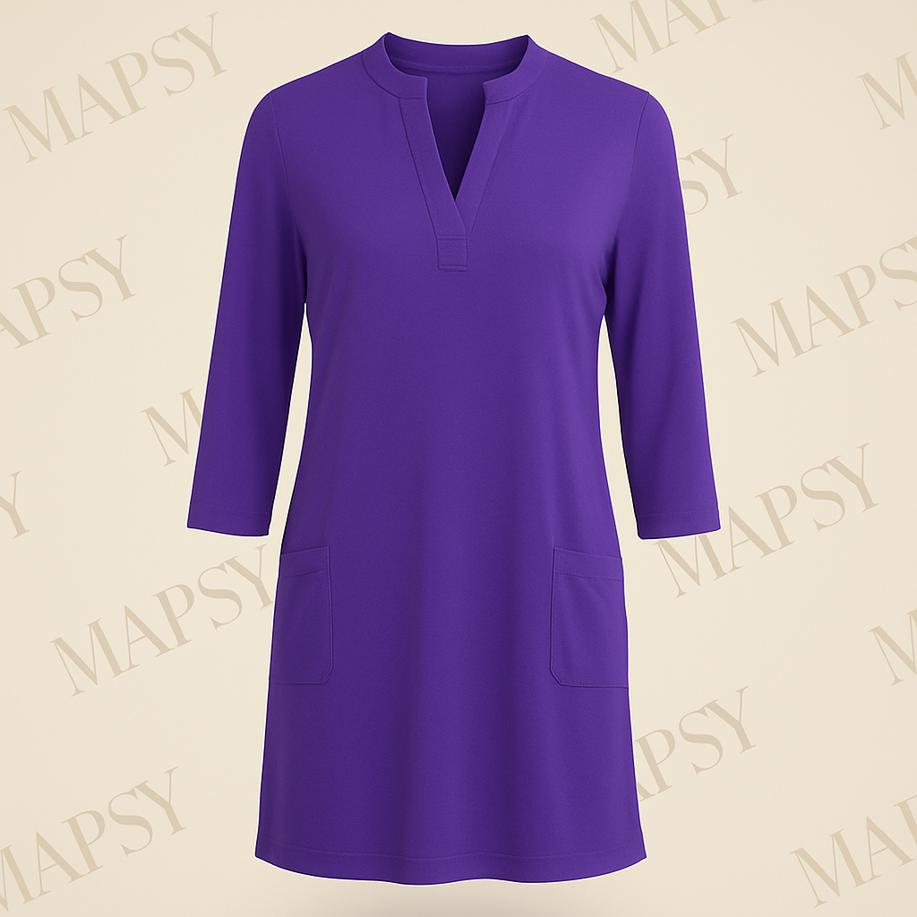 Angelle Milan – travelstof jurk voor dames – Paarse Effen jurk – Ademend – Kreukvrij – Duurzame Jurk - Mapsy B.V