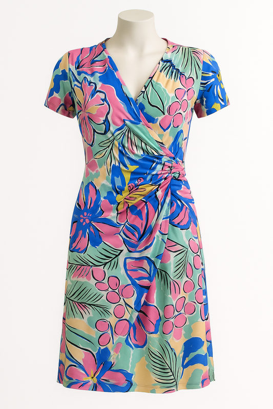 Multikleur Geplooide Jungle Jurk