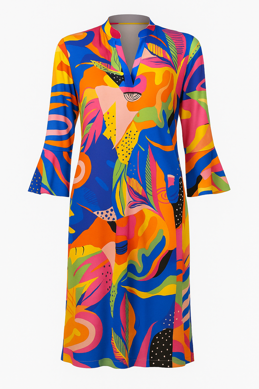 Multikleur Print Jurk