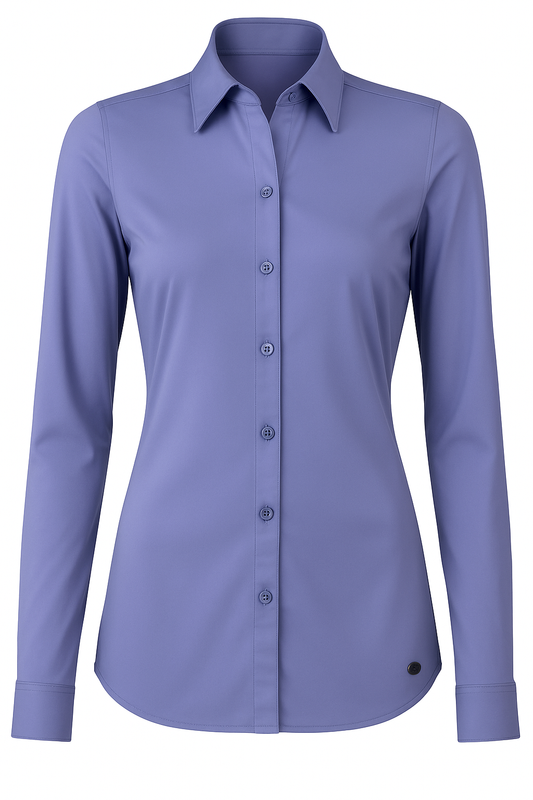 Angelle Milan – Bluse aus Reisestoff – Lila Freizeitbluse – Atmungsaktiv – Lässig – Nachhaltige Bluse