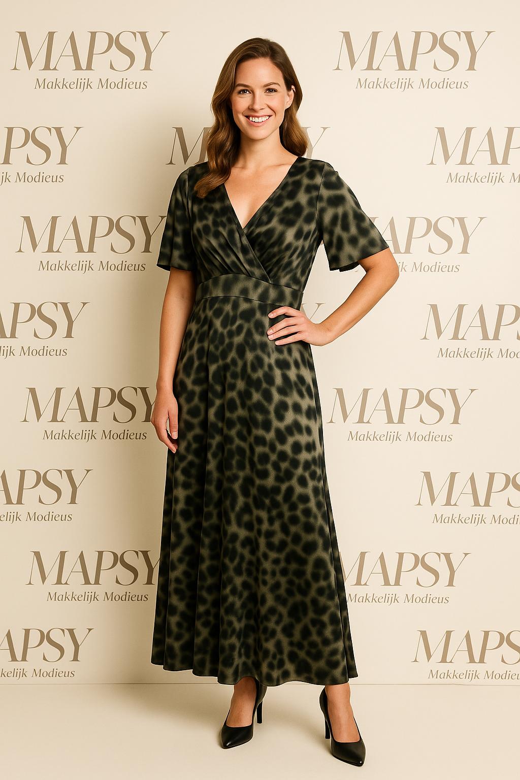 Maxi Dress Wild Leopard – Jimi Fei Paris | Zwart-Groene Animalprint - Mapsy B.V