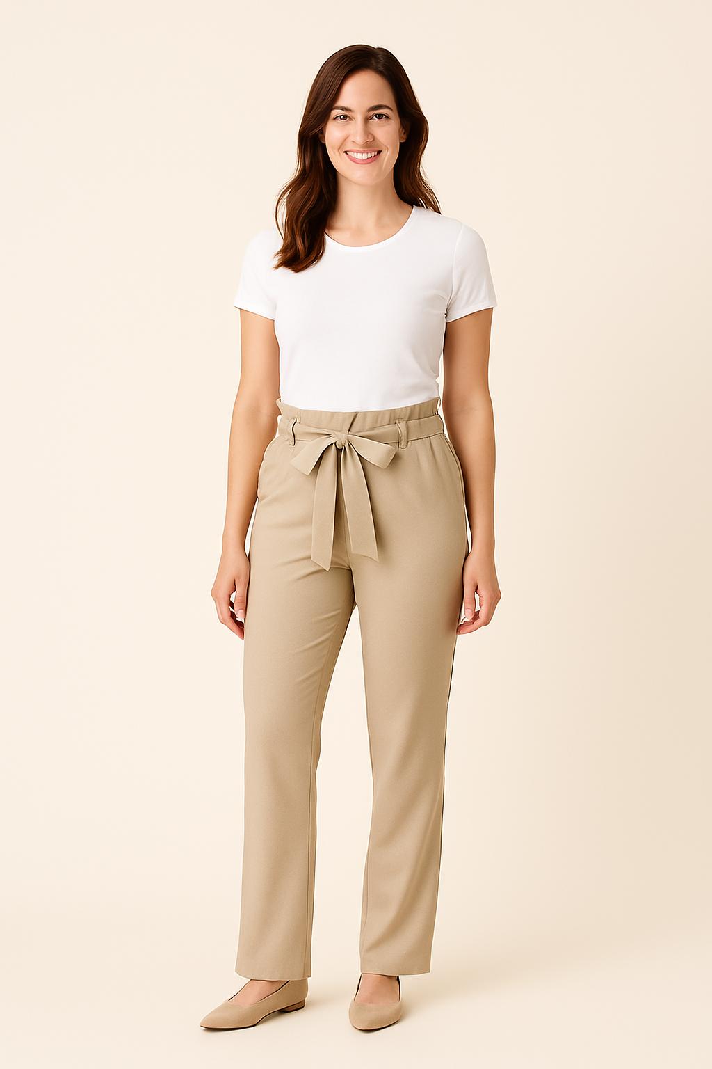 🤍 Ann Gissy Travelstyle Broek met Lintceintuur – Crème – Zacht & Verfijnd – Maten XS t/m XXL