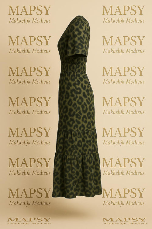 Maxi Dress Wild Leopard – Jimi Fei Paris | Zwart-Groene Animalprint - Mapsy B.V