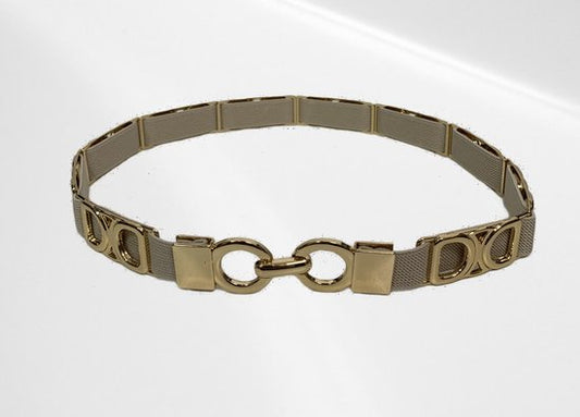 Lässiger Gürtel - Metall und Elasthan - 72 cm - Rundmetall gold - Beige - In verschiedenen Farben