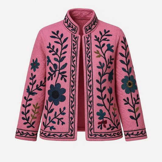 Farbenfrohe Künstlerjacke ohne Verschluss - Sonnenblumenmotiv - in 4 Größen!