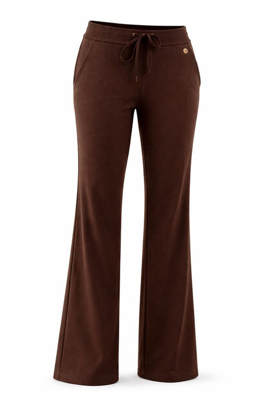Angelle Milan – Damen Reisehose aus Stoff – Braune Hose mit weitem Bein – Atmungsaktiv – Knitterfrei – Nachhaltige Hose