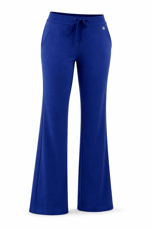 Angelle Milan – Damen Reisehose aus Stoff – Blaue Hose mit weitem Bein – Atmungsaktiv – Knitterfrei – Nachhaltige Hose