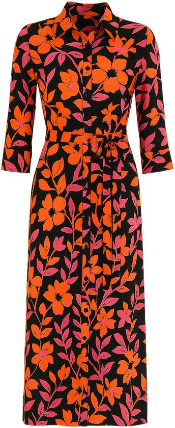 Angelle Milan - Langes Reisestoffkleid Rosa mit weißen Zacken - Reisestoff - Reichhaltig - Nachhaltig In 5 Größen
