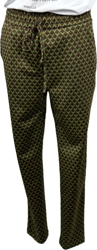 Eventi & Motivi Hose - Freizeithose - Geometrisch Grün - Taillenkordel