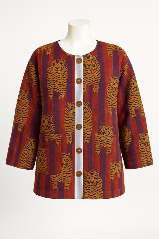 Farbenfrohe Künstlerjacke ohne Verschluss - Sonnenblumenmotiv - in 4 Größen!