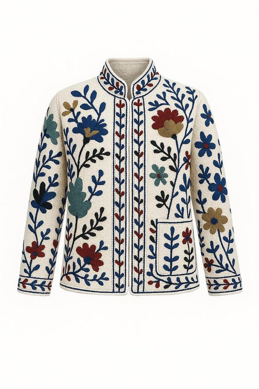 Farbenfrohe Künstlerjacke ohne Verschluss - Sonnenblumenmotiv - in 4 Größen!