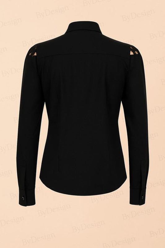 Zwarte blouse met schoudercut-outs – Sophyline