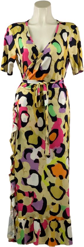 Angelle Milan - Langes Reisestoffkleid Gelb mit Pastellfarben - Reisestoff - Reichhaltig - Nachhaltig In 5 Größen